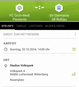 Heimspiel am Sonntag gegen Roßlau