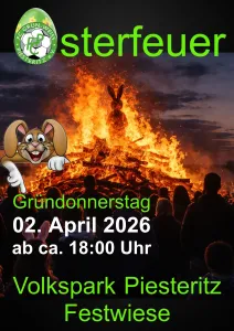 Osterfeuer am 02. April 2026 auf der Piesteritzer Festwiese